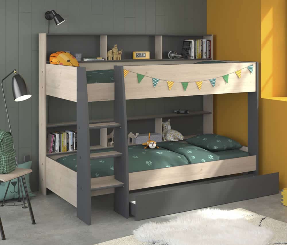 Parisot Tam 5 Bunk Bed The H O, Gray Full Over Bunk Bedside