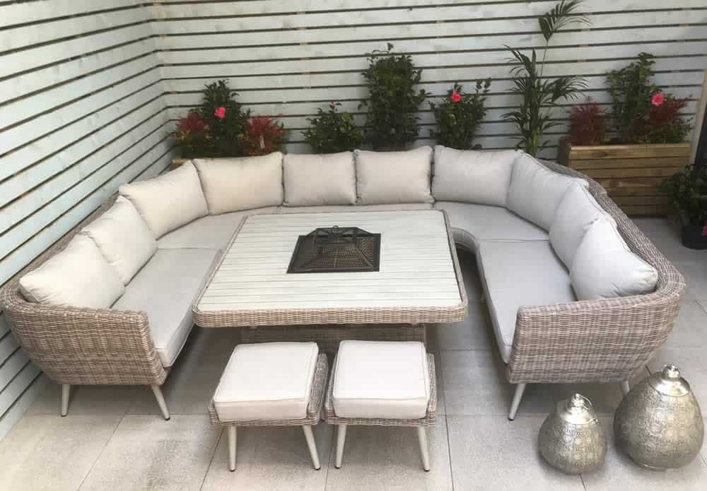 Signature Weave Danielle U Shaped Sofa Firepit Table Garden