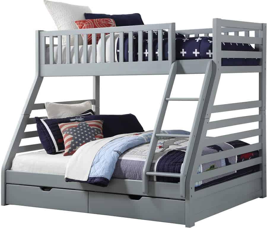 triple bunk bed with full on bottom