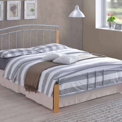 Time Living Tetras silver metal bed frame