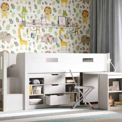 Flair Furnishings Charlie Mid Sleeper Bed Set White The Home and Office Stores