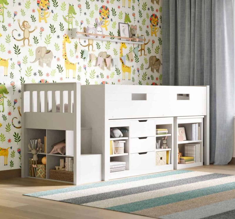 Flair Furnishings Charlie Mid Sleeper Bed Set White The Home and Office Stores