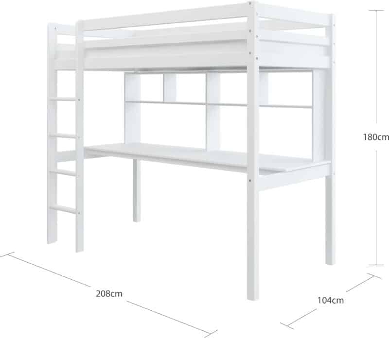 Hit 10 High Sleeper Bed with Long Desk The Home and Office Stores