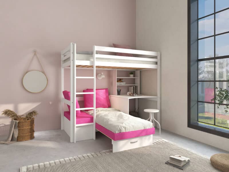Hit 7 High Sleeper Bed with Pink Chair Bed The Home and Office Stores