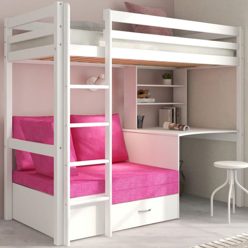 Hit 7 High Sleeper Bed with Pink Chair Bed The Home and Office Stores