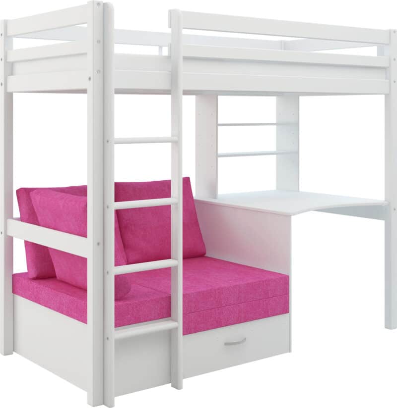 Hit 7 High Sleeper Bed with Pink Chair Bed The Home and Office Stores
