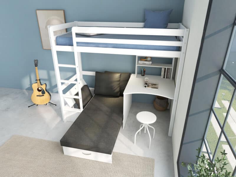 Hit 8 High Sleeper Bed with Black Chair Bed The Home and Office Stores