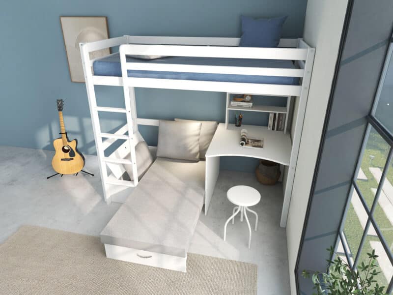 Hit 9 High Sleeper Bed with Grey Chair Bed The Home and Office Stores