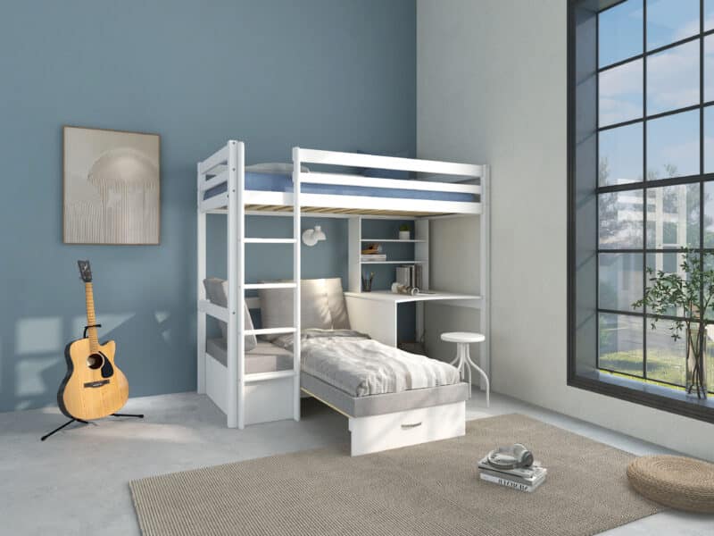 Hit 9 High Sleeper Bed with Grey Chair Bed The Home and Office Stores
