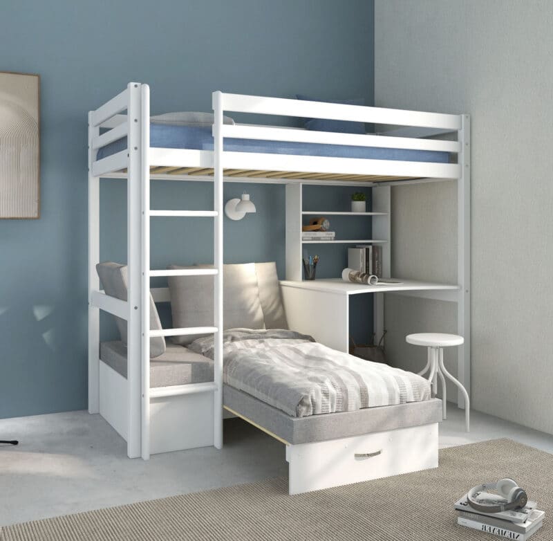 Hit 9 High Sleeper Bed with Grey Chair Bed The Home and Office Stores