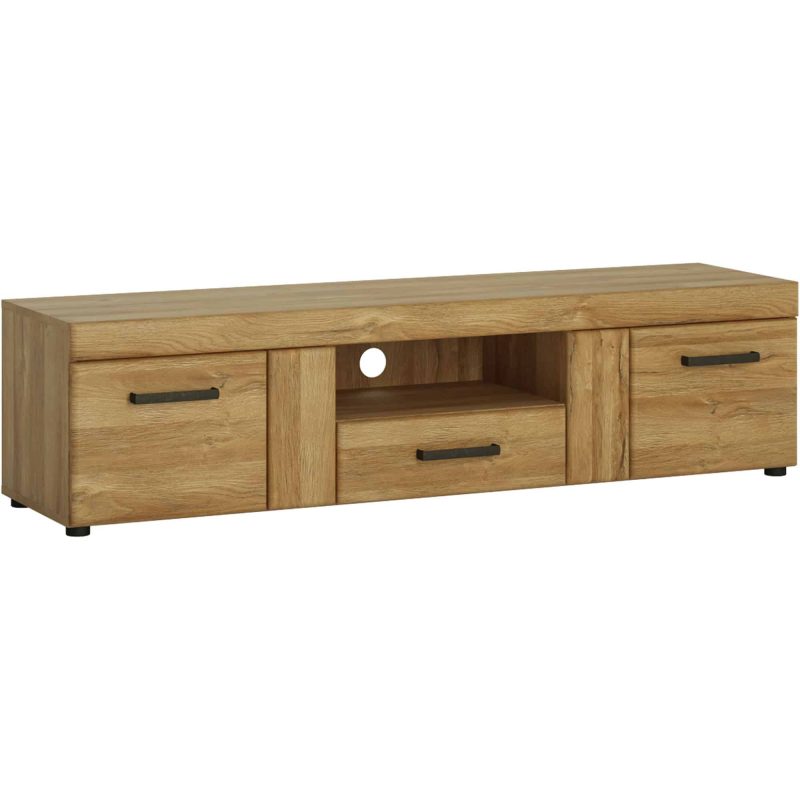 Furniture To Go Cortina 2 Door 1 Drawer Wide TV Cabinet Oak The Home and Office Stores 2