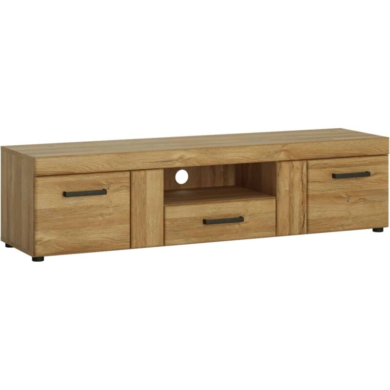 Furniture To Go Cortina 2 Door 1 Drawer Wide TV Cabinet Oak The Home and Office Stores