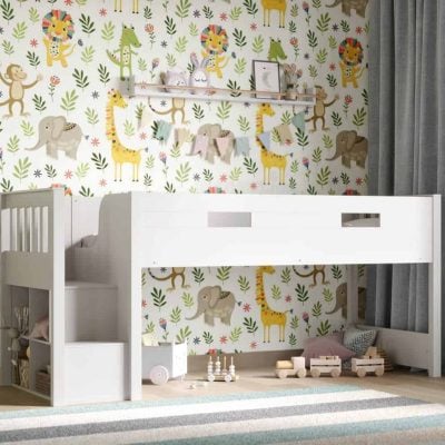 Flair Furnishings Charlie Mid Sleeper Bed Frame with Staircase The Home and Office Stores