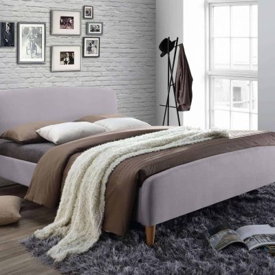 Time Living Geneva Light Grey Fabric Bed The Home and Office Stores