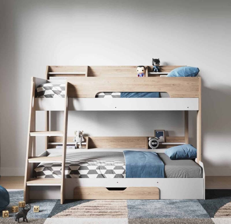 Flair Furnishings Flick Triple Bunk Bed Oak The Home and Office Stores