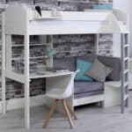 Kids Avenue Noah C High Sleeper Bed with Silver Cushions