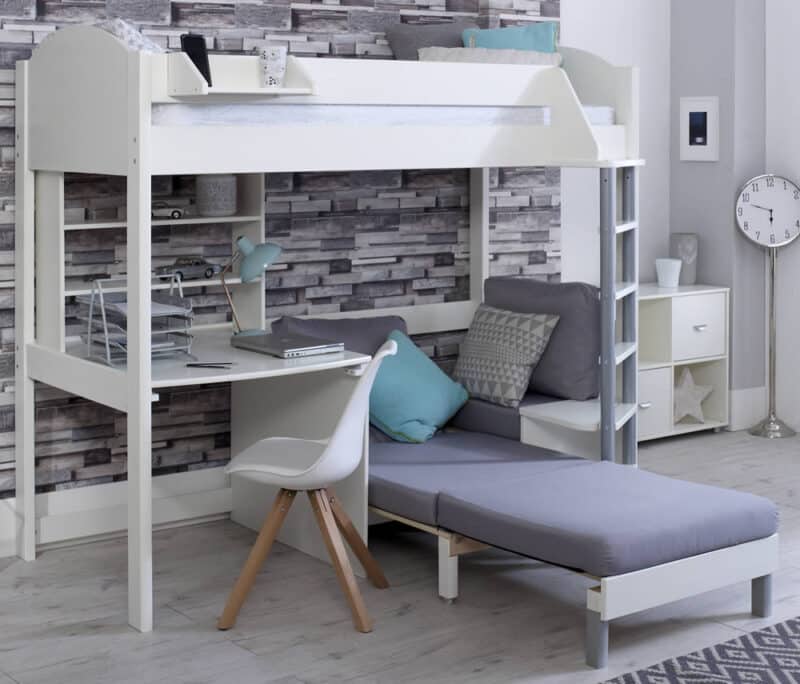 Kids Avenue Noah C High Sleeper Bed with Silver Cushions The Home and Office Stores