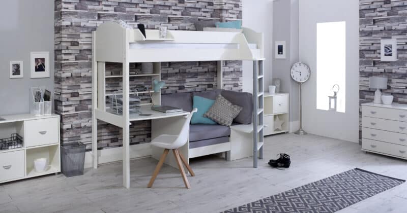 Kids Avenue Noah C High Sleeper Bed with Silver Cushions The Home and Office Stores