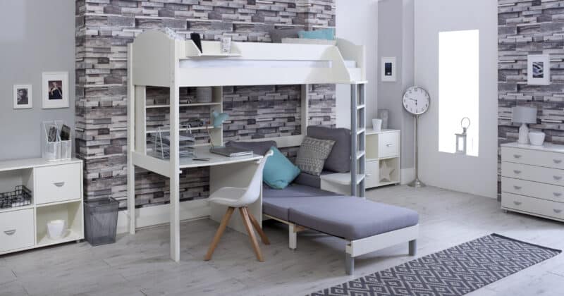 Kids Avenue Noah C High Sleeper Bed with Silver Cushions The Home and Office Stores