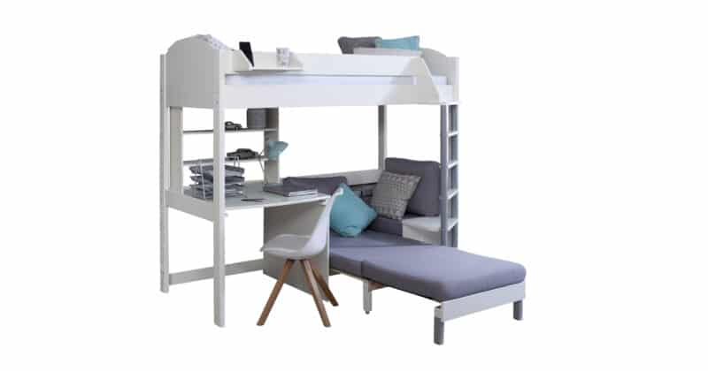Kids Avenue Noah C High Sleeper Bed with Silver Cushions The Home and Office Stores