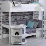 kids avenue noah d high sleeper bed with silver cushions