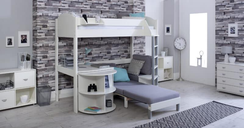 Kids Avenue Noah D High Sleeper Bed with Silver Cushions The Home and Office Stores