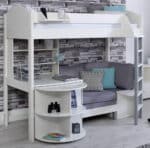 kids avenue noah d high sleeper bed with silver cushions