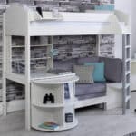 Kids Avenue Noah E High Sleeper Bed with Silver Cushions