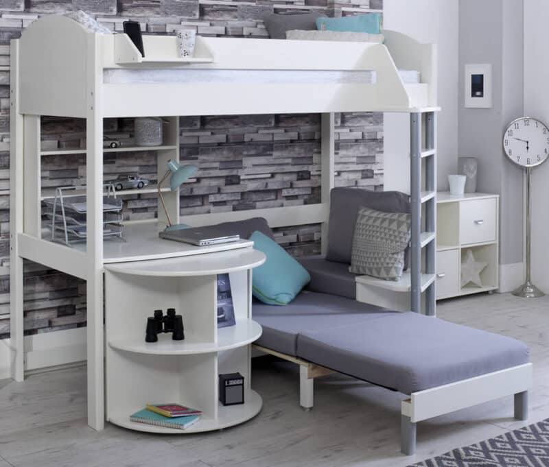 Kids Avenue Noah E High Sleeper Bed with Silver Cushions The Home and Office Stores