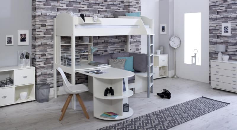 Kids Avenue Noah E High Sleeper Bed with Silver Cushions The Home and Office Stores