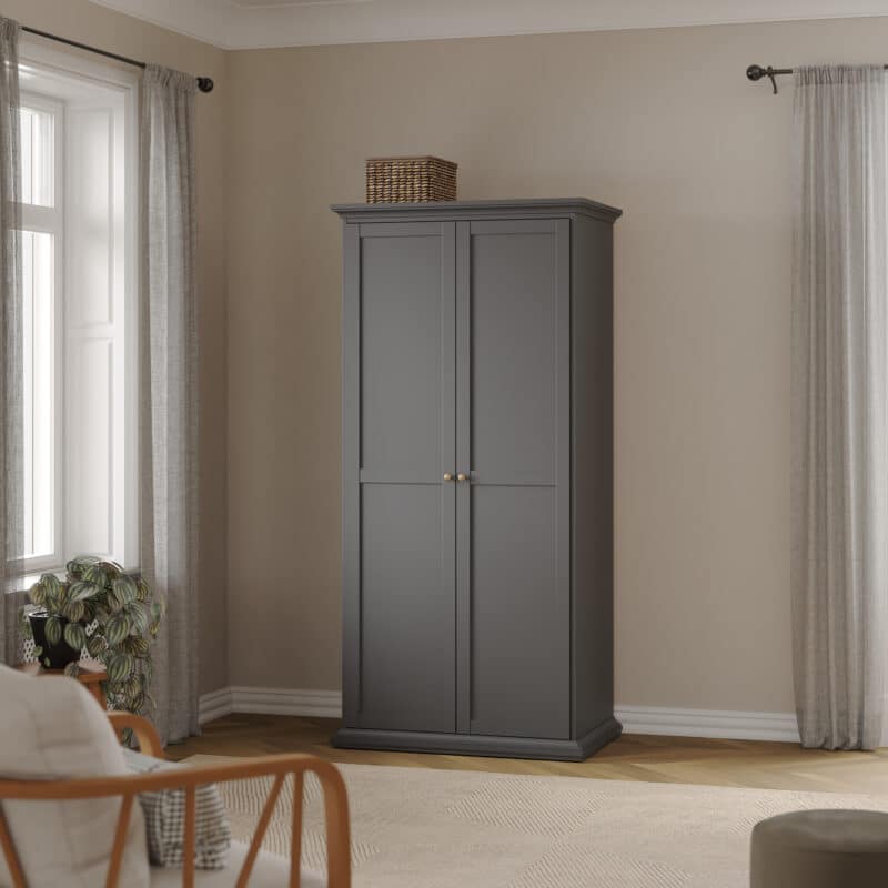 Furniture To Go Paris 2 Door Wardrobe Matt Grey The Home and Office Stores