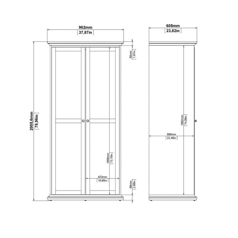 Furniture To Go Paris 2 Door Wardrobe Matt Grey The Home and Office Stores