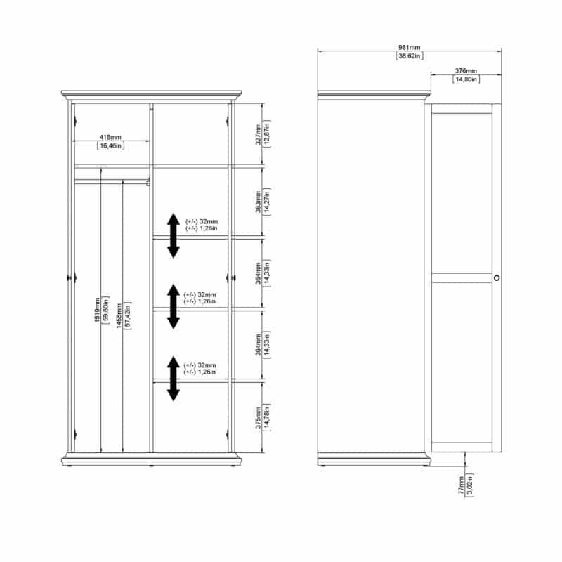 Furniture To Go Paris 2 Door Wardrobe Matt Grey The Home and Office Stores