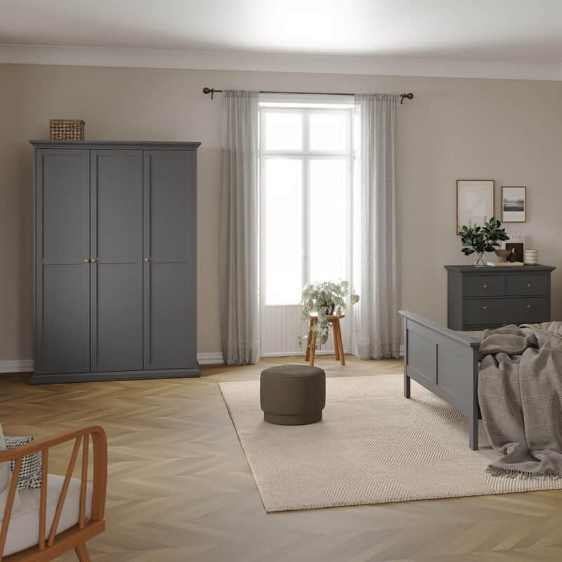 Furniture To Go Paris 3 Door Wardrobe Matt Grey The Home and Office Stores