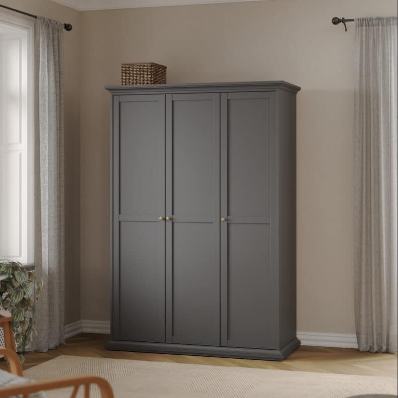 Furniture To Go Paris 3 Door Wardrobe Matt Grey The Home and Office Stores