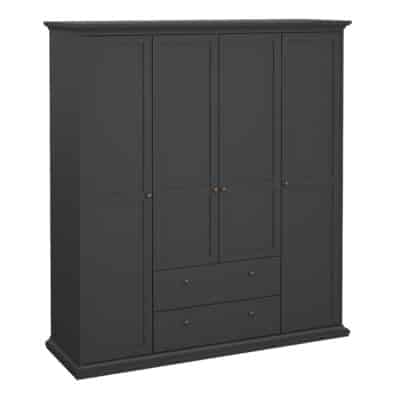 furniture to go paris 4 door wardrobe 2 drawers matt grey