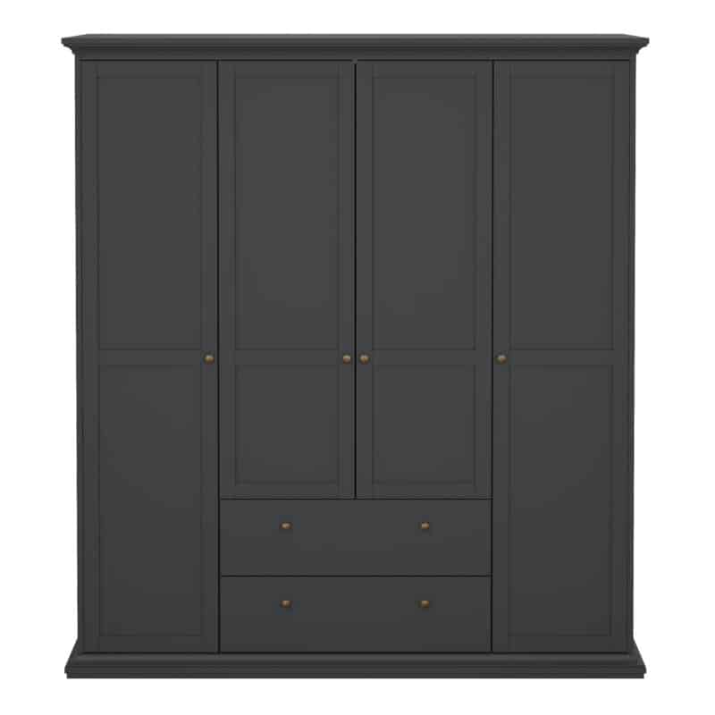 Furniture To Go Paris 4 Door Wardrobe 2 Drawers Matt Grey The Home and Office Stores