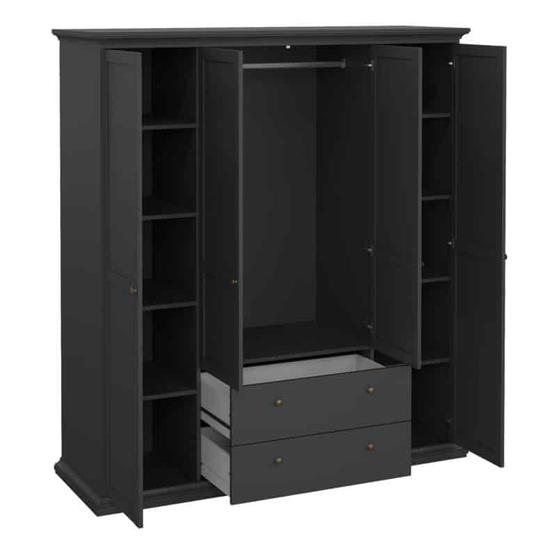 Furniture To Go Paris 4 Door Wardrobe 2 Drawers Matt Grey The Home and Office Stores