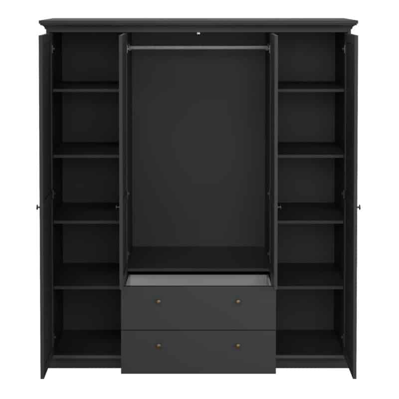 Furniture To Go Paris 4 Door Wardrobe 2 Drawers Matt Grey The Home and Office Stores