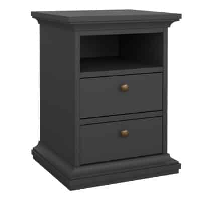furniture to go paris bedside 2 drawers matt grey