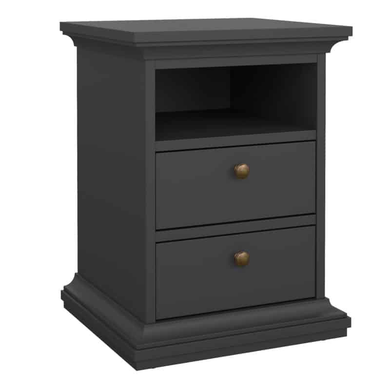 furniture to go paris bedside 2 drawers matt grey