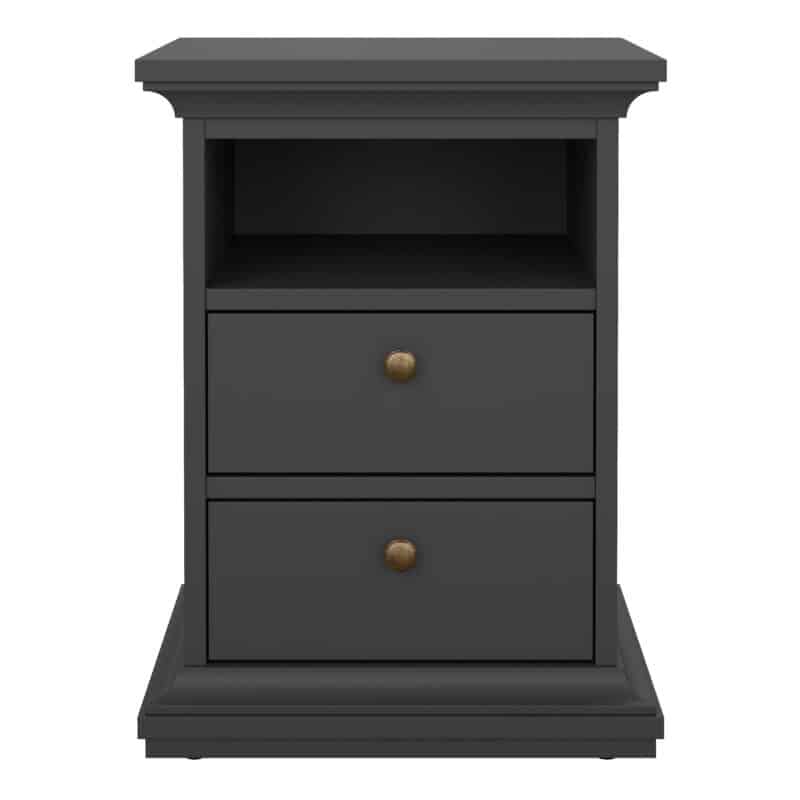 Furniture To Go Paris Bedside 2 Drawers Matt Grey The Home and Office Stores