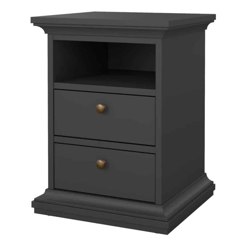 Furniture To Go Paris Bedside 2 Drawers Matt Grey The Home and Office Stores