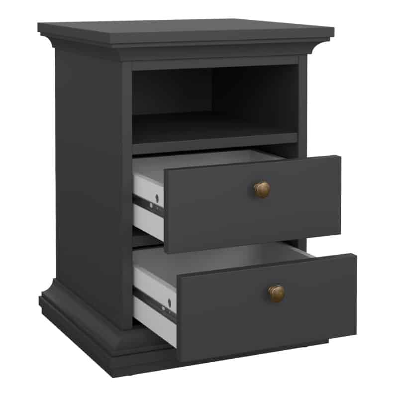 Furniture To Go Paris Bedside 2 Drawers Matt Grey The Home and Office Stores