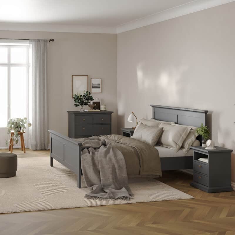Furniture To Go Paris Bedside 2 Drawers Matt Grey The Home and Office Stores