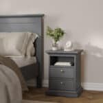 Furniture To Go Paris Bedside 2 Drawers Matt Grey The Home and Office Stores