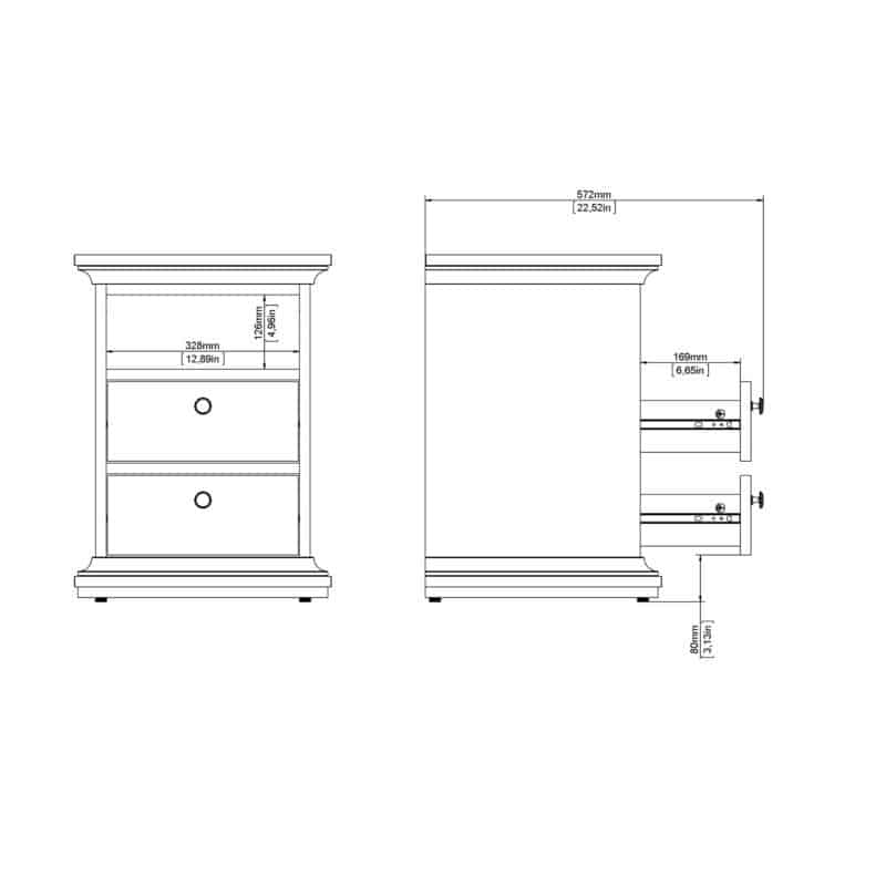 Furniture To Go Paris Bedside 2 Drawers Matt Grey The Home and Office Stores