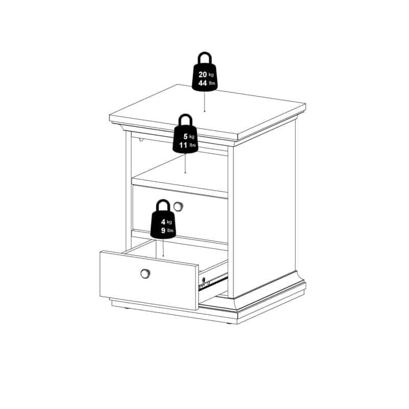 Furniture To Go Paris Bedside 2 Drawers Matt Grey The Home and Office Stores