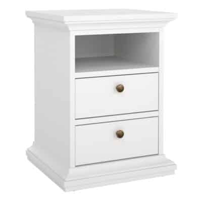 furniture to go paris bedside 2 drawers white