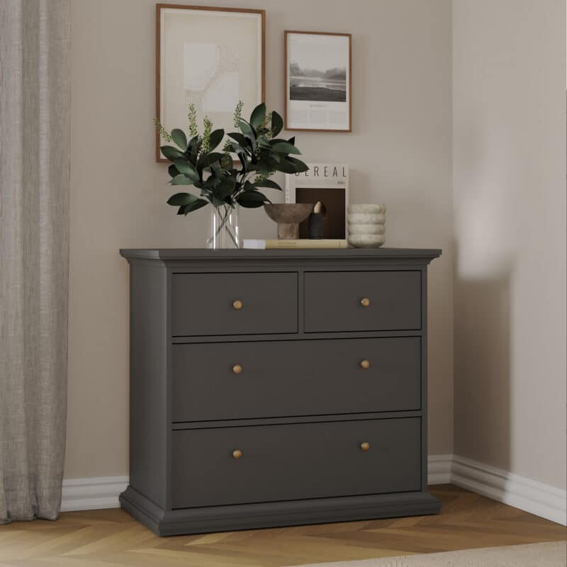 Furniture To Go Paris Chest Of 4 Drawers Matt Grey The Home and Office Stores